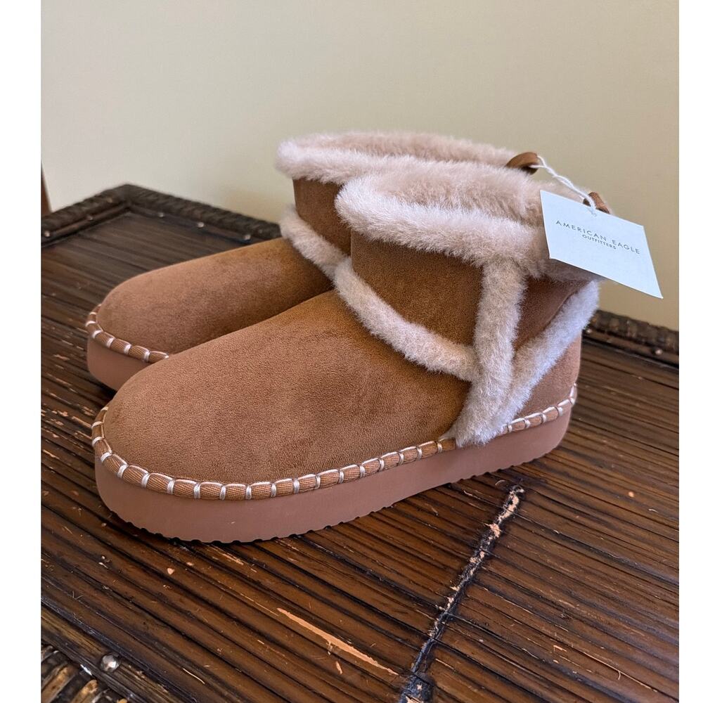 American Eagle Hangout Bootie Womens Size 9 Faux Fur Twee Coquette NEW Cabincore